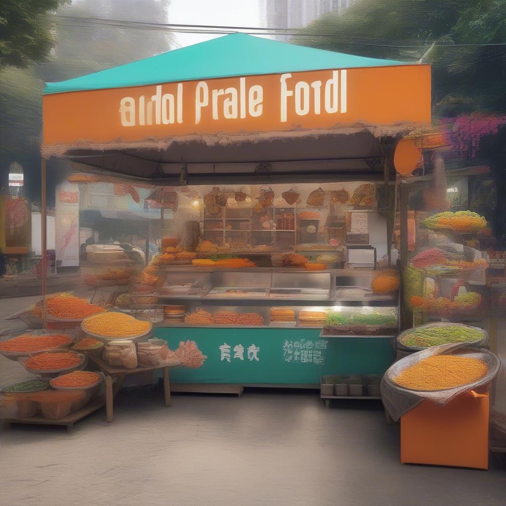 Signage and decoration for a food stall