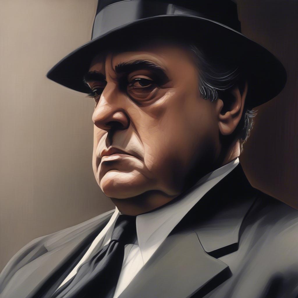 Bố Già Ebook: Hình ảnh Don Vito Corleone trầm tư, thể hiện quyền lực và sự mưu mô trong thế giới ngầm.