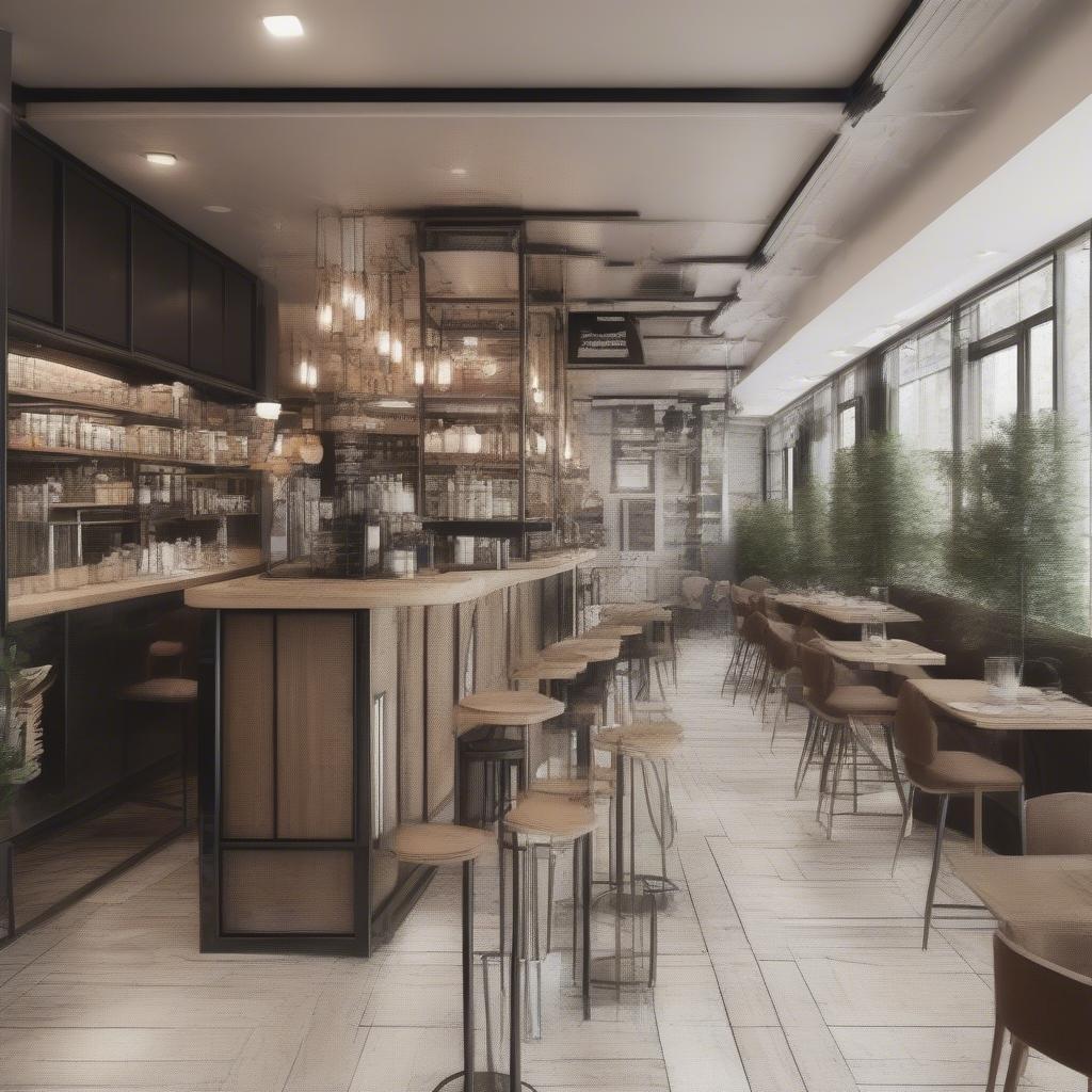 Bố trí không gian quán cafe 40m2