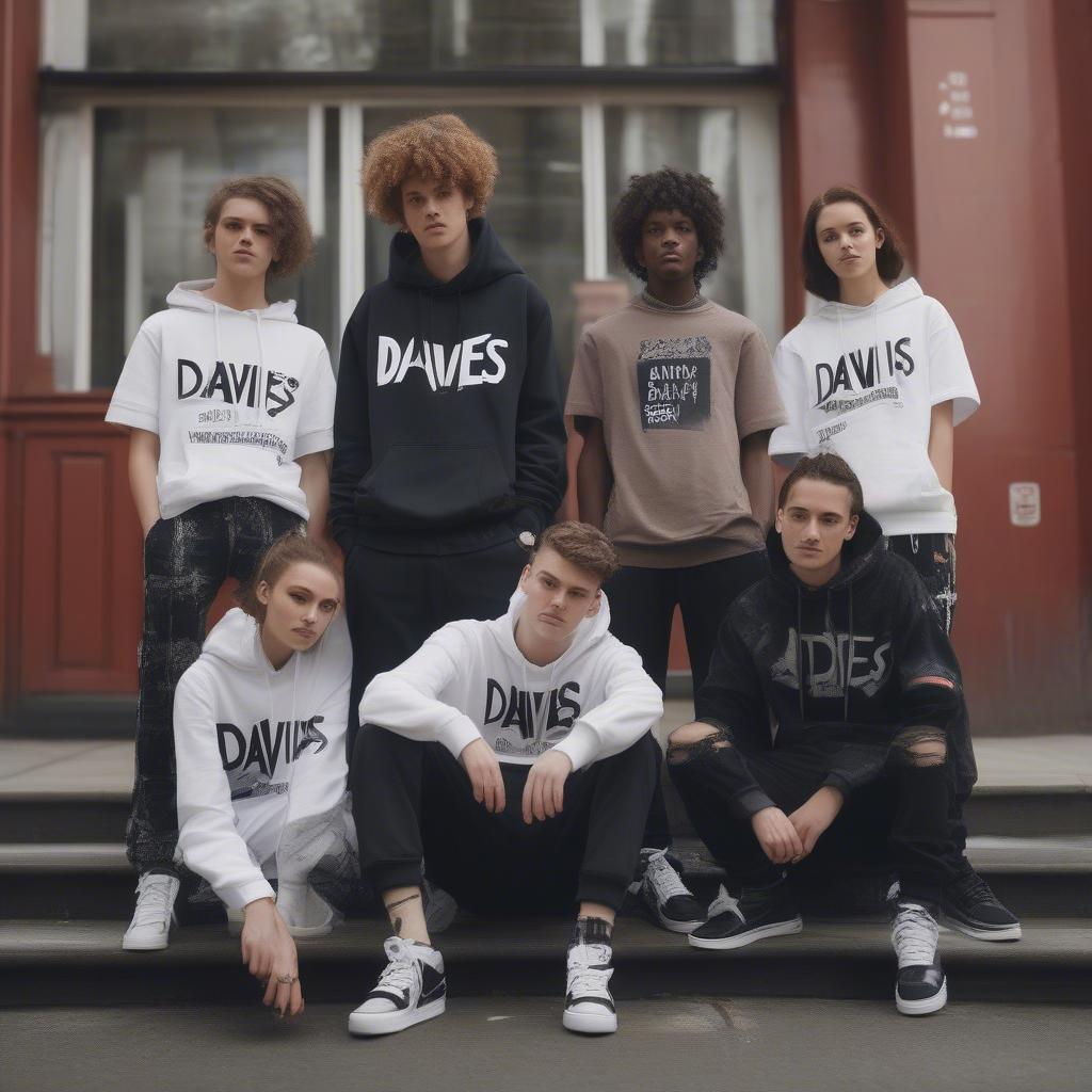 Phong cách đường phố Davies Streetwear: Hình ảnh giới trẻ năng động, cá tính với các items áo thun, hoodie, quần jogger mang đậm dấu ấn Davies.