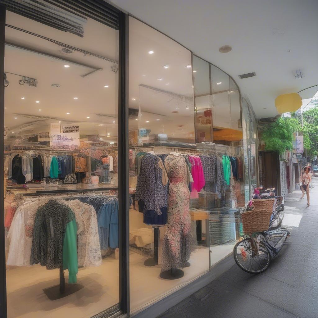 Cửa hàng thời trang Gu Shop trên phố Ngô Tất Tố với nhiều mẫu mã quần áo đa dạng.