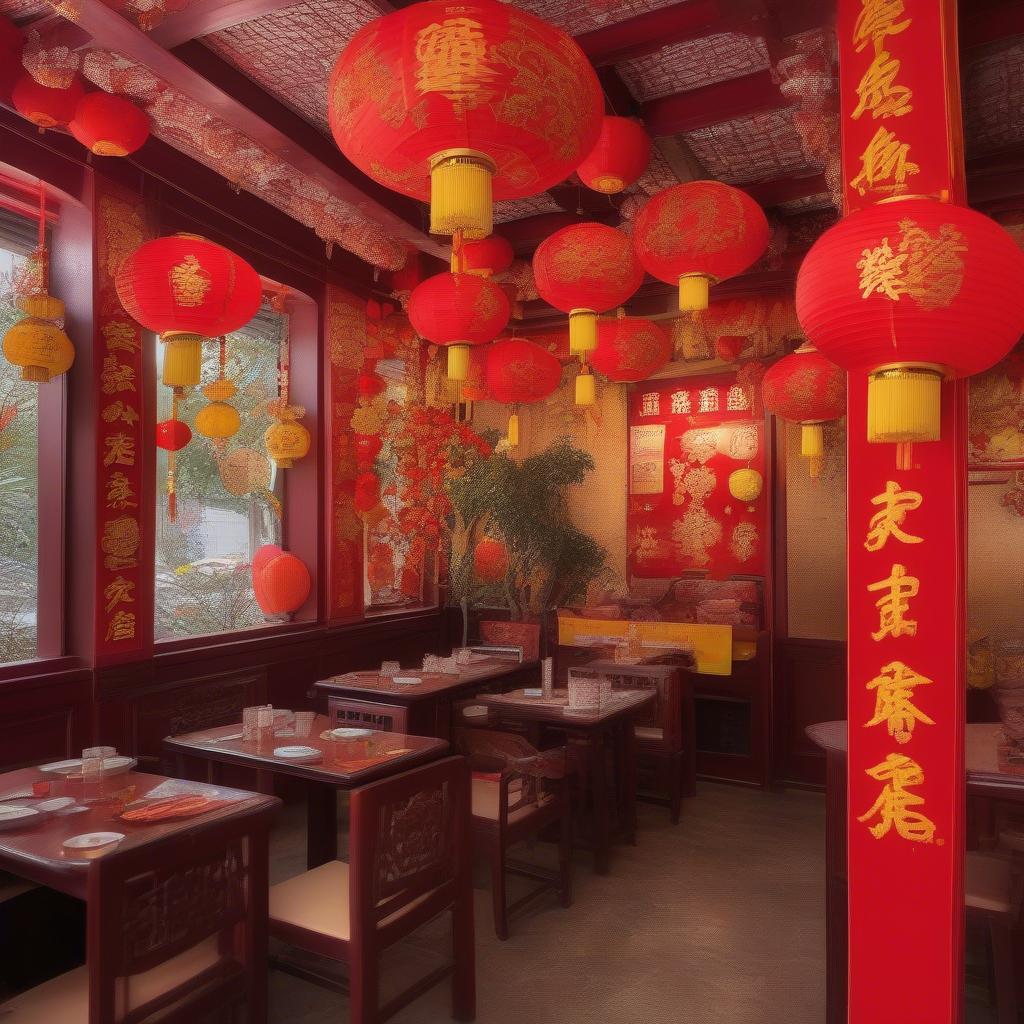 Hình ảnh trang trí Tết cho nhà hàng