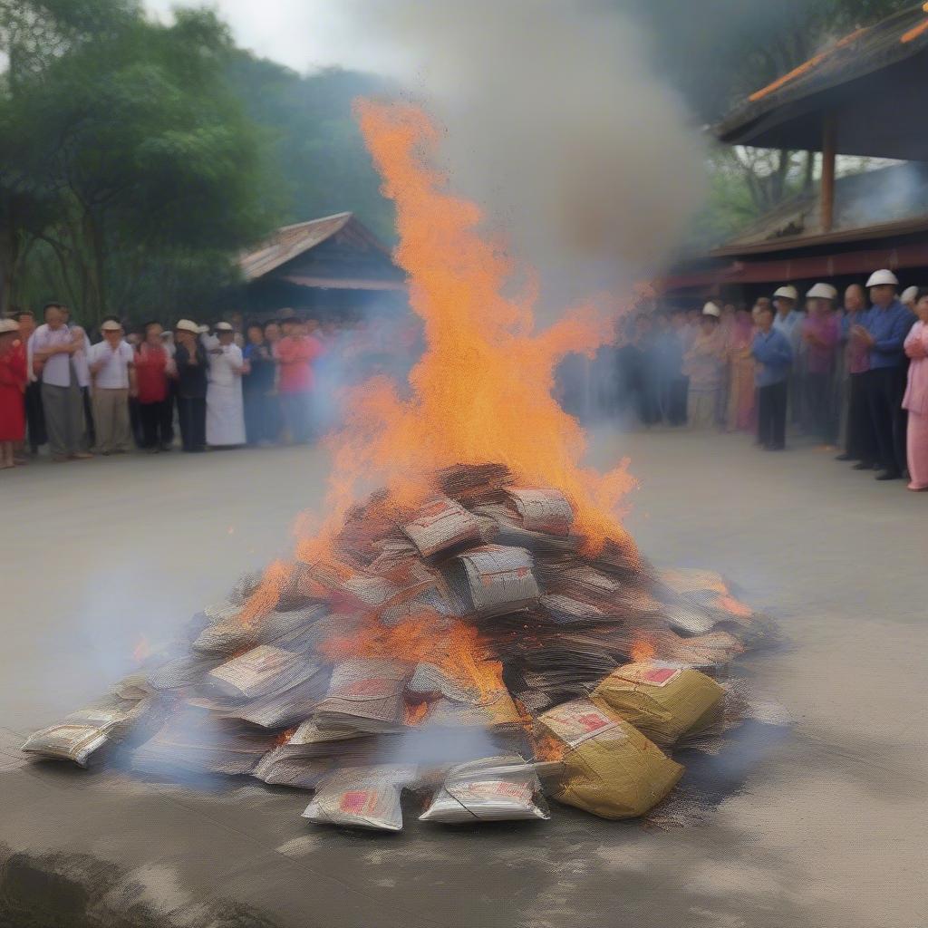 Hóa vàng mã lễ cúng đất đai