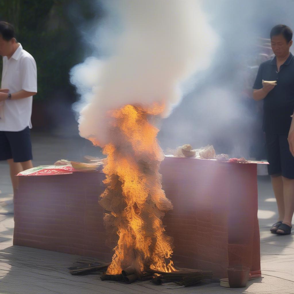 Hóa vàng trong lễ cúng khai trương