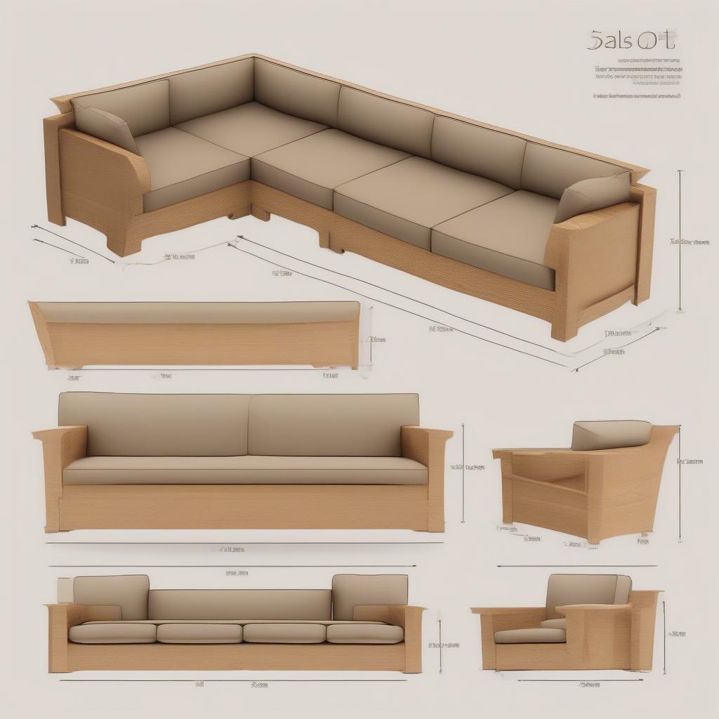 Kích thước sofa văng gỗ sồi