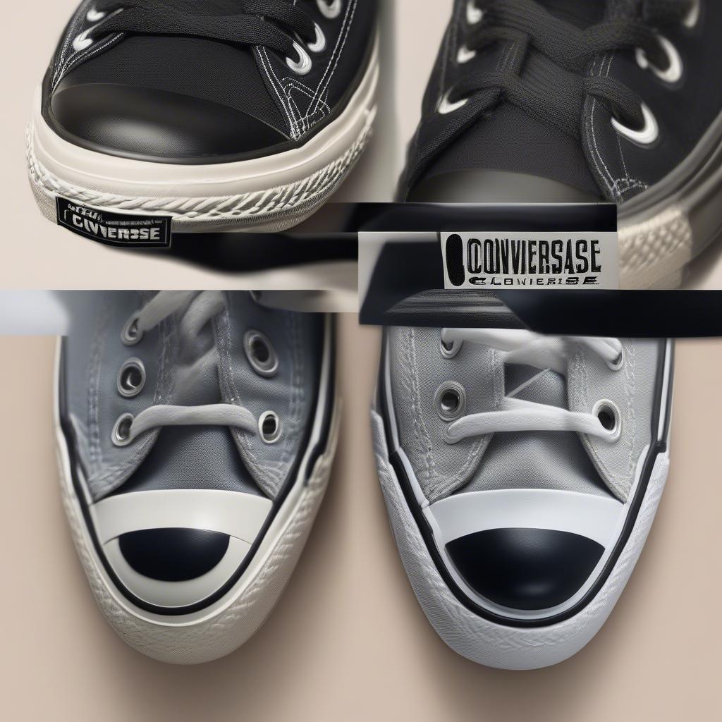 So sánh logo Converse Classic thật và giả