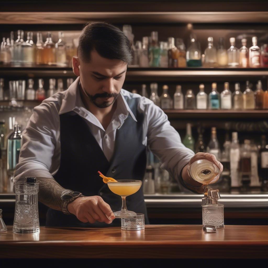 Nghệ thuật pha chế bartender đòi hỏi sự khéo léo và tinh tế.