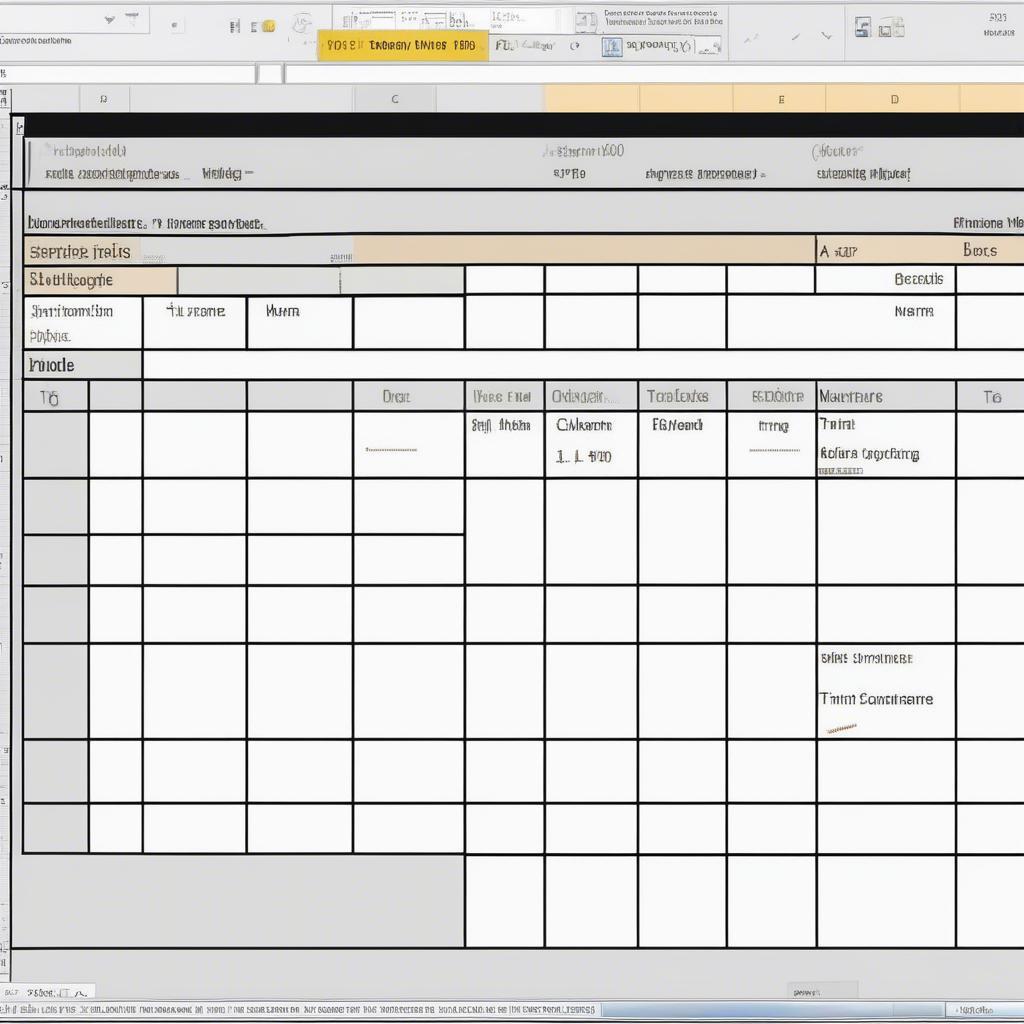 Bảng nhập đơn hàng trong Excel