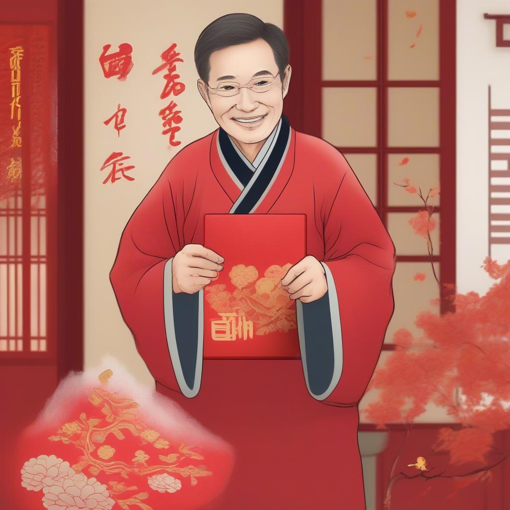 Người xông đất đang chúc Tết gia chủ